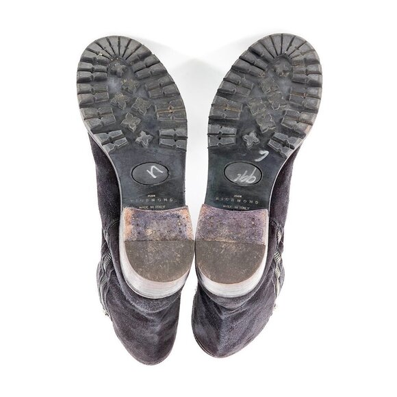 JOHN RICHMOND Beaded Scull Studded Suede Mid-Calf Boots - Picture 14 of 15